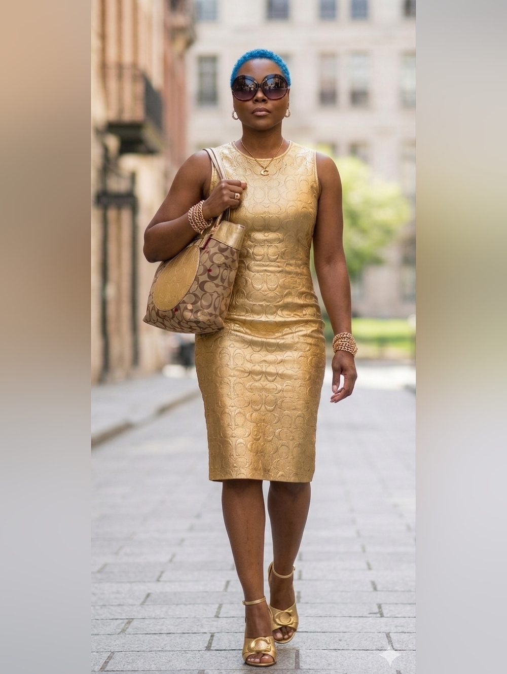 Coach Gold and Brown Signature Tote